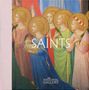 Text „SAINTS“ in Großbuchstaben. Darunter „The National Gallery“. Illustration von Heiligen mit Heiligenscheinen., Buch