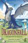 "THE SEQUEL TO THE NUMBER ONE BESTSELLER," "DRAGONFALL - THE DESTINY OF DRAGONS" von Sarina Clark. Großer Drache, andere im Himmel.
