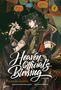 „Heaven Official's Blessing“, Tian Guan Ci Fu, Comic. Mann mit dunklem Haar, hält Blume, umgeben von Laternen.