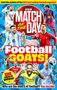 Text: "MATCH OF THE DAY", "Football GOATS!", "XXX pages of GOATNESS!", "Who are the GOATS of football? You decide!"  
Illustration: Fußballspieler in Aktion, Ziegenbilder., Buch