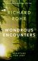 Text: "The Greatest Christian Mystic of Our Time," "Richard Rohr," "Wondrous Encounters," "Scripture for Lent." Wald im Nebel., Buch