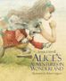 Texts: "Lewis Carroll, ALICE'S ADVENTURES IN WONDERLAND, Illustrated by Robert Ingpen". Illustration zeigt Alice mit Kaninchen im Lauf.