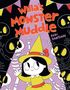 "Willa's Monster Muddle", "Fabi Santiago". Illustration: Ein Mädchen im Hexenkostüm mit Skeletten und bunten Wimpeln.