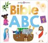 "Bible ABC" in farbenfrohen Buchstaben. Illustrationen: betendes Kind, Maria, Noahs Arche, Jesus, Bibel, Kerzen, Olivenzweig.
