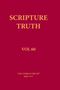 Texte: "Scripture Truth", "VOL 60", "THY WORD IS TRUTH", "John 17:17". Dunkelroter Hintergrund., Buch