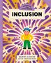 „Handbooks for Little Humans: Inclusion“ steht in fetten Buchstaben. Eine stilisierte Illustration eines fröhlichen Kindes.