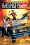 HARVINGER: THE COMPLETE CLASSIC OMNIBUS. Menschen auf, in und neben einem fahrenden Auto, eine davon fliegt., Buch