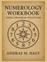 "NUMEROLOGY WORKBOOK USING CHALDEAN MYSTICISM" - Zahlenschema im Kreis mit Zentralsymbol, beige Hintergrund., Buch
