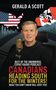 Text: "GERALD A SCOTT", "BEST OF THE SNOWBIRDS EXPAT RADIO PODCAST", "CANADIANS HEADING SOUTH FOR THE WINTERS!", "WHAT YOU DON'T KNOW WILL HURT YOU!" Illustration eines Mannes mit Mikrofon, US- und Kanada-Flaggen., Buch