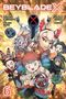 "Beyblade X" oben in großen Buchstaben; darunter mehrere Figuren in dynamischer Pose mit Kreiselspielzeug. Nummer 6 unten links., Buch
