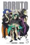 "BORUTO 5" steht oben. Illustration von Figuren in schwarzen Umhängen, einer liest ein Buch, umgeben von anderen mit bunten Haaren., Buch