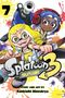 Zahl "7", "Splatoon 3", "Splatlands", "Story and Art by Sankichi Hinodeya". Illustration mit bunten Charakteren und Tintenklecksen., Buch