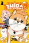 "SHIBA INU ROOMS", "Story & Art: Esu Omori". Ein großer, fröhlicher Shiba Inu hält einen Schnürsenkel. Illustration im Manga-Stil., Buch