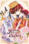 „Yona of the Dawn 1･2･3“ steht vor einer rothaarigen Frau in königlicher Kleidung, umgeben von Schwertern.