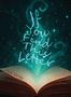 "If You Find This Letter." Ein offenes Buch, aus dem leuchtende, magische Partikel emporsteigen., Buch