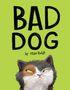 Text: "BAD DOG" und "by Mike Boldt". Illustration: Missmutige dreifarbige Katze auf grünem Hintergrund.