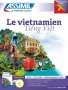 "Le vietnamien" und "Tiếng Việt" in großer Schrift. Darstellung vietnamesischer Architektur und Landschaften., Buch