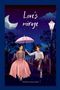 Text: "Love’s mirage", "Written by simon daniel". Illustration: Zwei Personen auf einer Bank, Regen, Mond, Laterne, Regenschirm., Buch