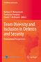 Oben: „The Military and Society“. Autoren und Herausgeber: Barbara T. Waruszynski, Yantsislav Yanakiev, Daniel P. McDonald. Titel: „Team Diversity and Inclusion in Defence and Security: International Perspectives“. Unten: Logos von „ERGOMAS“ und „Springer“. Hintergrund in warmen Farbtönen gehalten., Buch
