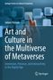 Buchtitel: "Art and Culture in the Multiverse of Metaverses" von James Hutson. Finger zeigt auf digitale Quadrate., Buch