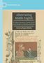Oben steht "THE NEW MIDDLE AGES". Das Hauptthema lautet "Abbreviating Middle English". Unten ist eine mittelalterliche Illustration mit zwei Personen, umrahmt von Ornamenten., Buch
