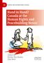 „Hand in Hand? Canada at the Human Rights and Peacebuilding Nexus“. Zwei Kinder halten Hände, eines mit Kette, auf rotem Boden., Buch