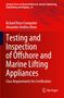 "Testing and Inspection of Offshore and Marine Lifting Appliances. Roter Hintergrund mit technischen Zeichnungen."