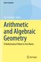„Arithmetic and Algebraic Geometry“, ein mathematischer Tribut von Yuri Tschinkel; blau-gelbes Design mit geometrischen Kreisen., Buch