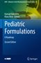 "Pediatric Formulations: A Roadmap, Second Edition" steht auf einem blauen Buchcover mit einem Löffel, aus dem Flüssigkeit gegossen wird.