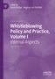 "Whistleblowing Policy and Practice, Volume I: Internal Aspects" in weiß auf lila Hintergrund, mit Logo oben links., Buch