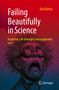 "Failing Beautifully in Science" von Olaf Kühne. Illustration: Erschrockener Mann mit Brille, bunte dynamische Linien., Buch