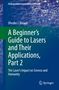 „A Beginner's Guide to Lasers and Their Applications, Part 2“ von Dhruba J. Biswas. Hintergrund mit Lichtreflexen. Springer-Logo.