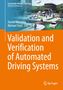 Titel: Validation and Verification of Automated Driving Systems. Illustration einer futuristischen Stadt mit autonomen Autos., Buch