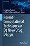 Oberer Text: "Bio-IT and AI". Titel: "Recent Computational Techniques in De Novo Drug Design". Illustration: Blaue Hexagon-Muster., Buch