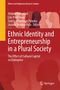 Cover eines Buches mit Text: „Ethnic Identity and Entrepreneurship in a Plural Society“; rote Silhouetten von Köpfen., Buch