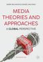 "MEDIA THEORIES AND APPROACHES: A GLOBAL PERSPECTIVE, SECOND EDITION." Mikrofon mit Stacheldraht umwickelt und rotem NEWS-Würfel., Buch