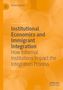 Text: "Institutional Economics and Immigrant Integration: How Informal Institutions Impact the Integration Process." Orange Hintergrund., Buch