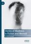 "Stories of Madness in Fiction and Memoir" und "Jennifer Burwell" auf blauem Hintergrund. Verschwommene Figur im Hintergrund., Buch
