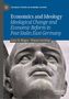 Buchtitel: Economics and Ideology. Autoren: Gary B. Magee, Wayne Geerling. Großes Steingesicht in Nahaufnahme., Buch