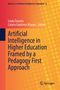 „Artificial Intelligence in Higher Education Framed by a Pedagogy First Approach“. Orangees Cover mit Punkten., Buch