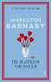 Text: "CAROLINE GRAHAM, INSPECTOR BARNABY, DIE BLUTIGEN ANFÄNGER". Ein blauer Hintergrund mit roten Pfeilen in einer Vase., Buch