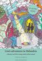 Oberer Text: "the adventure continues". Titel: "Lisa’s adventures in Melandria". Illustration: Mädchen sitzt in bunter Landschaft., Buch