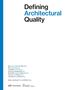 Titel: Defining Architectural Quality. Autoren und Herausgeber werden genannt. Logos von Park Books und Universidad de Navarra., Buch