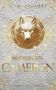 C. M. Spoerri, New York Beta, Cameron, Sternensand Verlag. Ein goldener Wolfskopf auf verschnörkeltem, weißem Hintergrund., Buch