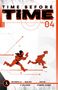 „TIME BEFORE TIME VOL. 04“ oben. Illustration: Zwei Figuren rennen, eine Mensch, eine Roboter. Unten: Autorennamen., Buch