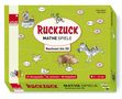 Ruckzuck Mathe Spiele, Rechnen bis 20. Zahlen und Rechensymbole. Tiere wie Zebra, Frosch, Hahn und ein Schloss sind abgebildet., Diverse