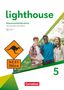 Lighthouse Klassenarbeitstrainer; Känguru-Warnschild; Drei fröhliche Jugendliche; Logo: Cornelsen; Zahl 5., Buch