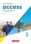 „Baden-Württemberg access Klassenarbeitstrainer mit Audios und Lösungen“. Drei Kinder am Strand, daneben Turm. Zahl 2. Cornelsen-Logo., Buch
