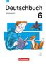 "Deutschbuch Gymnasium 6" und "Cornelsen". Illustration: Junge liest, daneben sitzen Fuchs und Rabe mit Käse., Buch