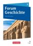 „Forum Geschichte“, „Baden-Württemberg“ und „Cornelsen“. Darstellung von altägyptischen Statuen in einer Reihe. Nummer 7., Buch